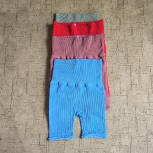 Colorful Ribbed Free people Shorts Set